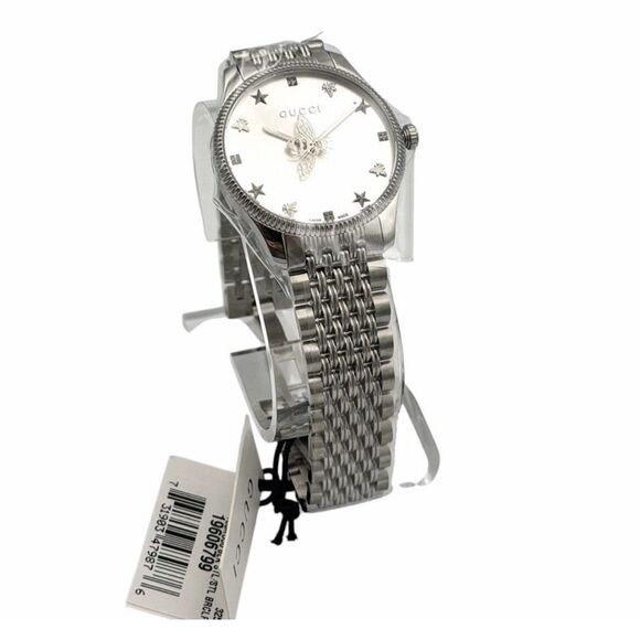 Gucci G-Timeless YA1264153 Silver Bee Motif 36mm Unisex Watch NEW With Box main image 11
